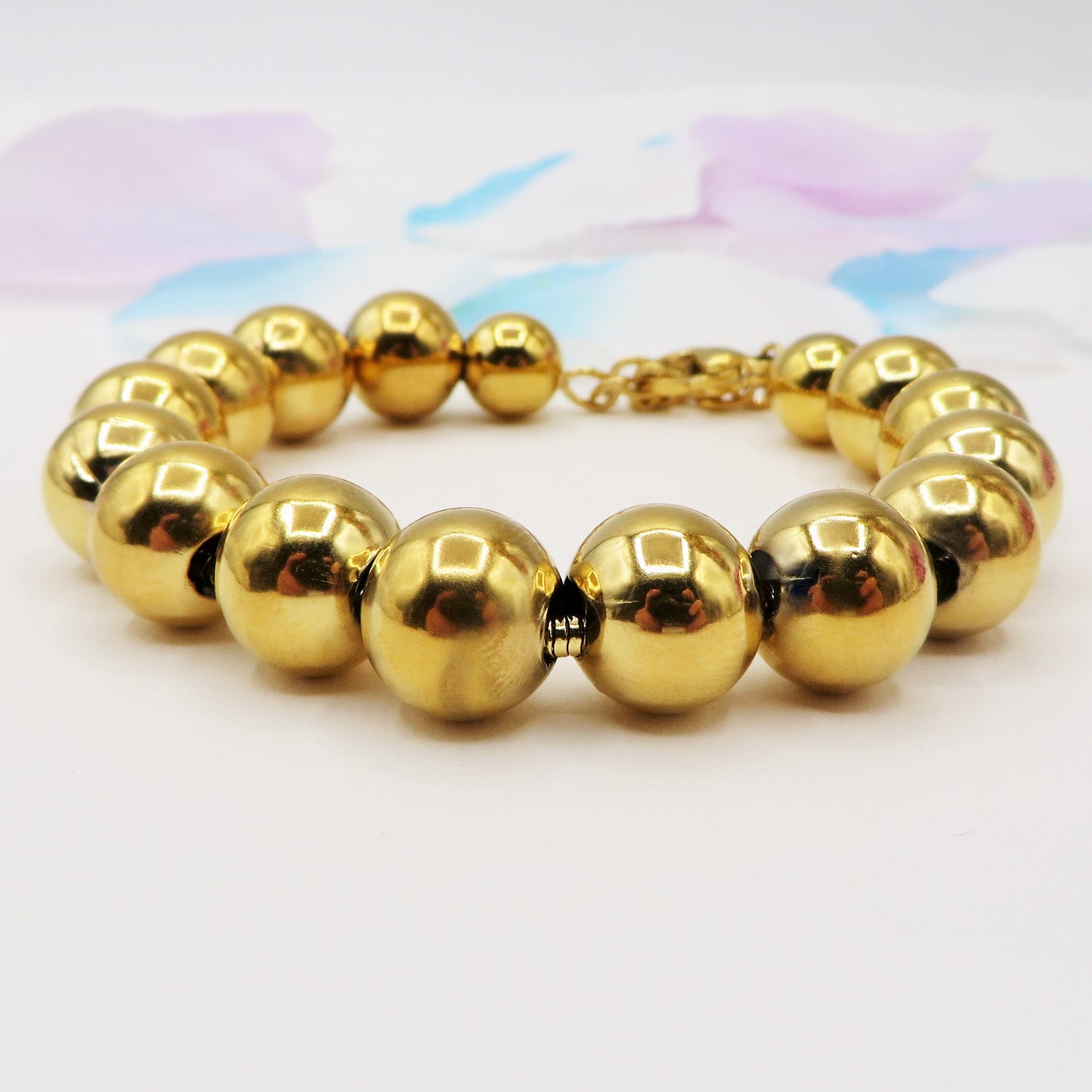 JOSIE Bracciale PALLINI 12mm ~ Bracciale UNISEX in ACCIAIO INOSSIDABILE