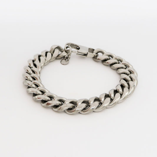 Bracciale uomo catena GROUMETTE rodiata XL ACCIAIO INOSSIDABILE