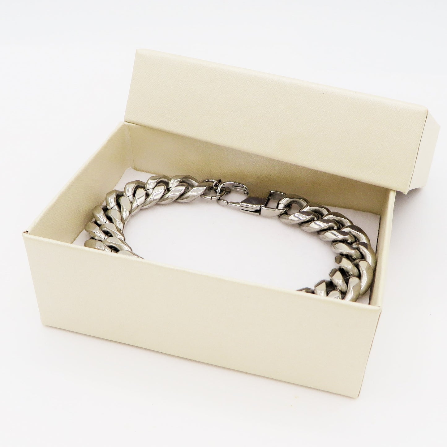 Bracciale uomo catena GROUMETTE rodiata XL ACCIAIO INOSSIDABILE