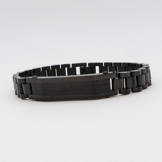 BRACCIALE uomo catena orologio Black ACCIAIO INOSSIDABILE