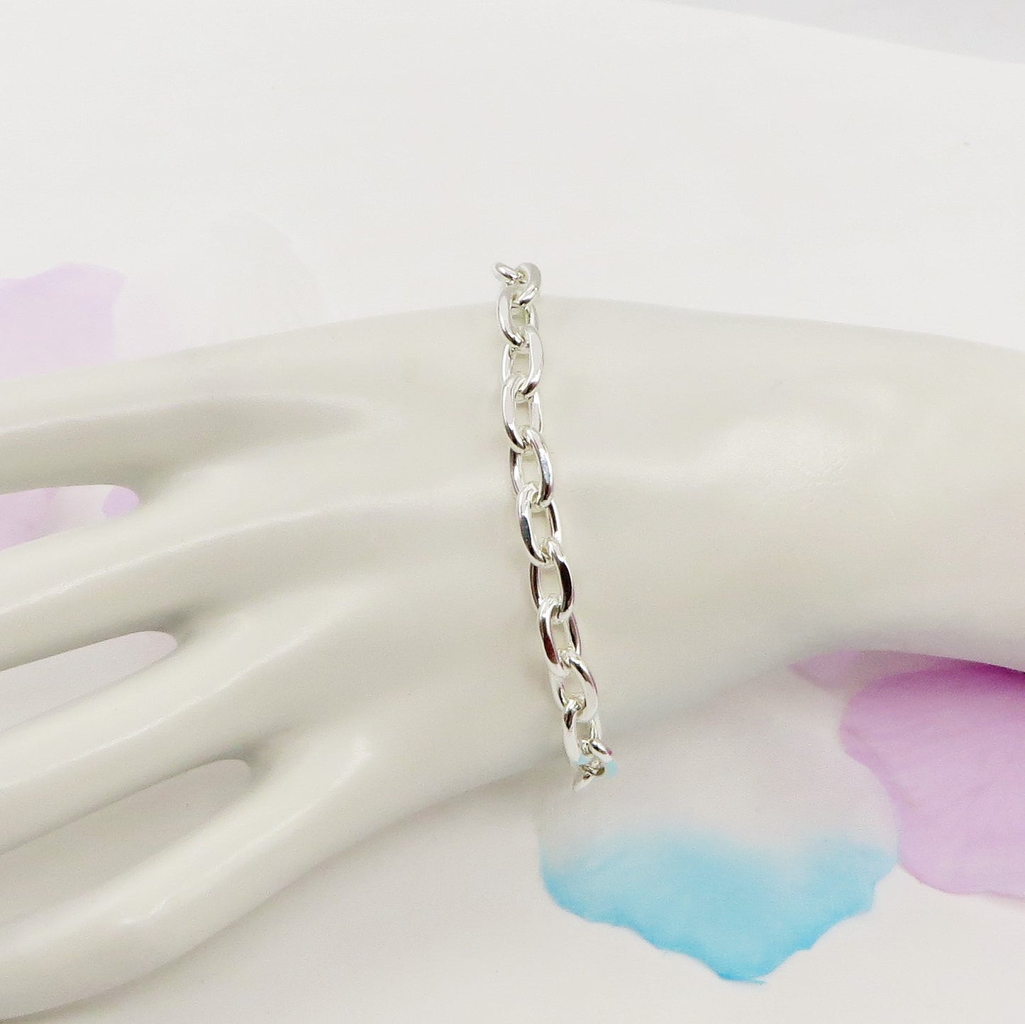 Catena OVALE bagnato ARGENTO ~ Bracciale in catena ACCIAIO INOSSIDABILE