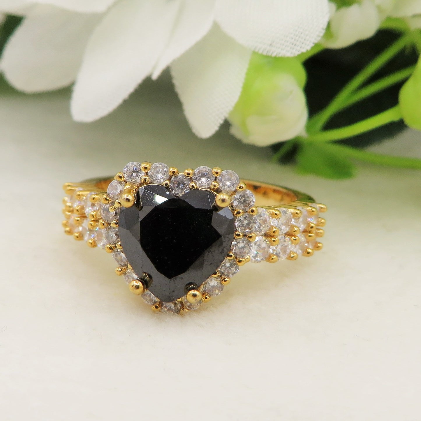 ROSE ~ ANELLO CON CUORE IN CUBIC ZIRCONIA-REGOLABILE