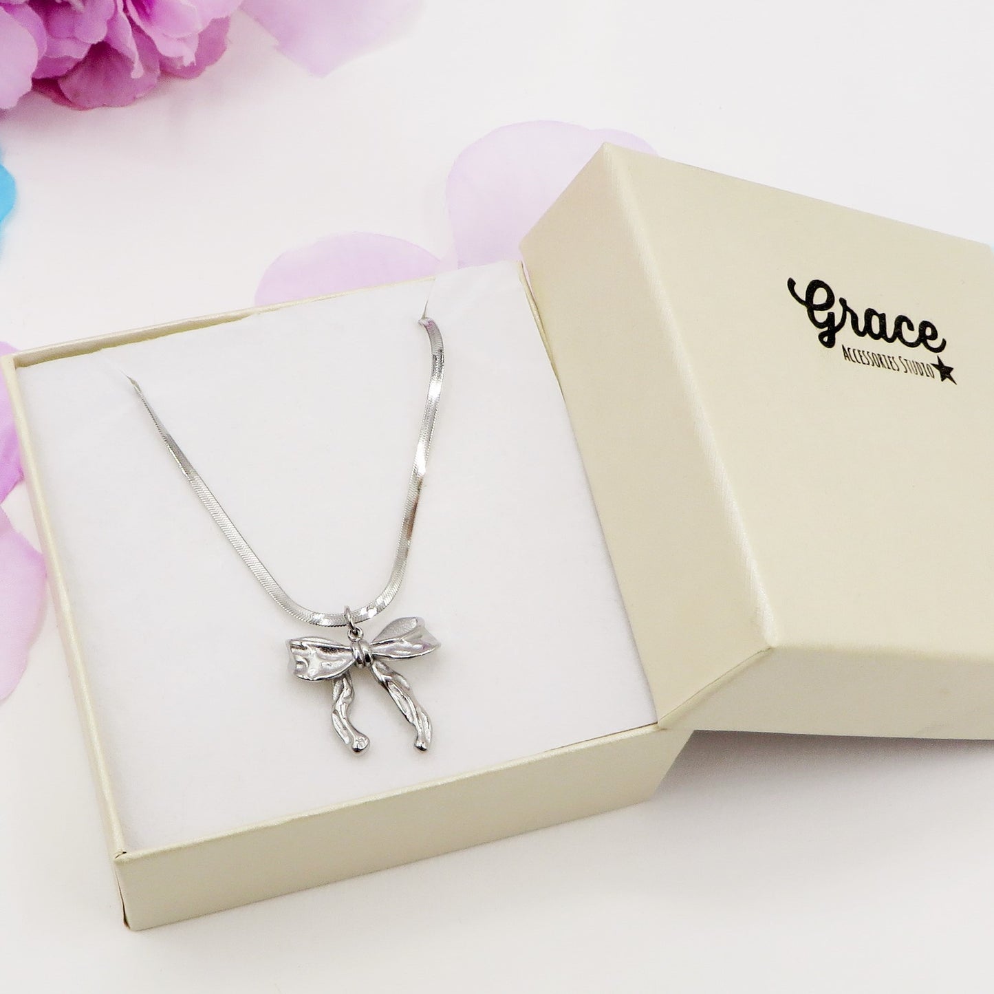 WALDORF large - ACCIAIO INOSSIDABILE - collana con pendente fiocco