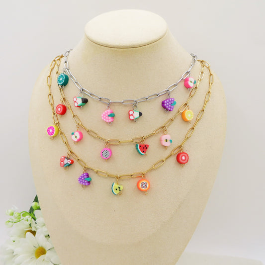 CUTE FRUITS - ACCIAIO inossidabile - Collana catena charms frutta