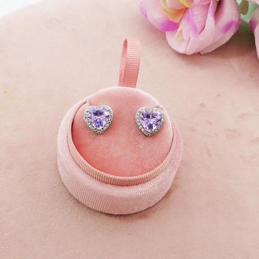 TIANA ~Orecchini a bottone con cubic zirconia a forma di cuore