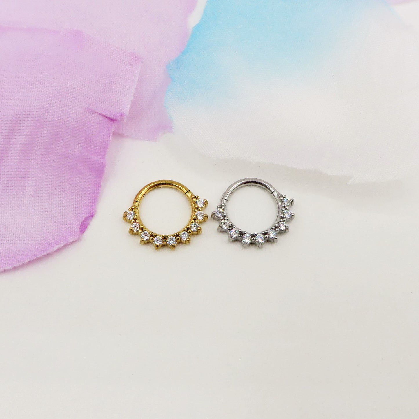 WILLOW DAITH PIERCING clicker - ACCIAIO INOSSIDABILE chirurgico 316L con cubic zirconia per daith, helix, anti-helix,