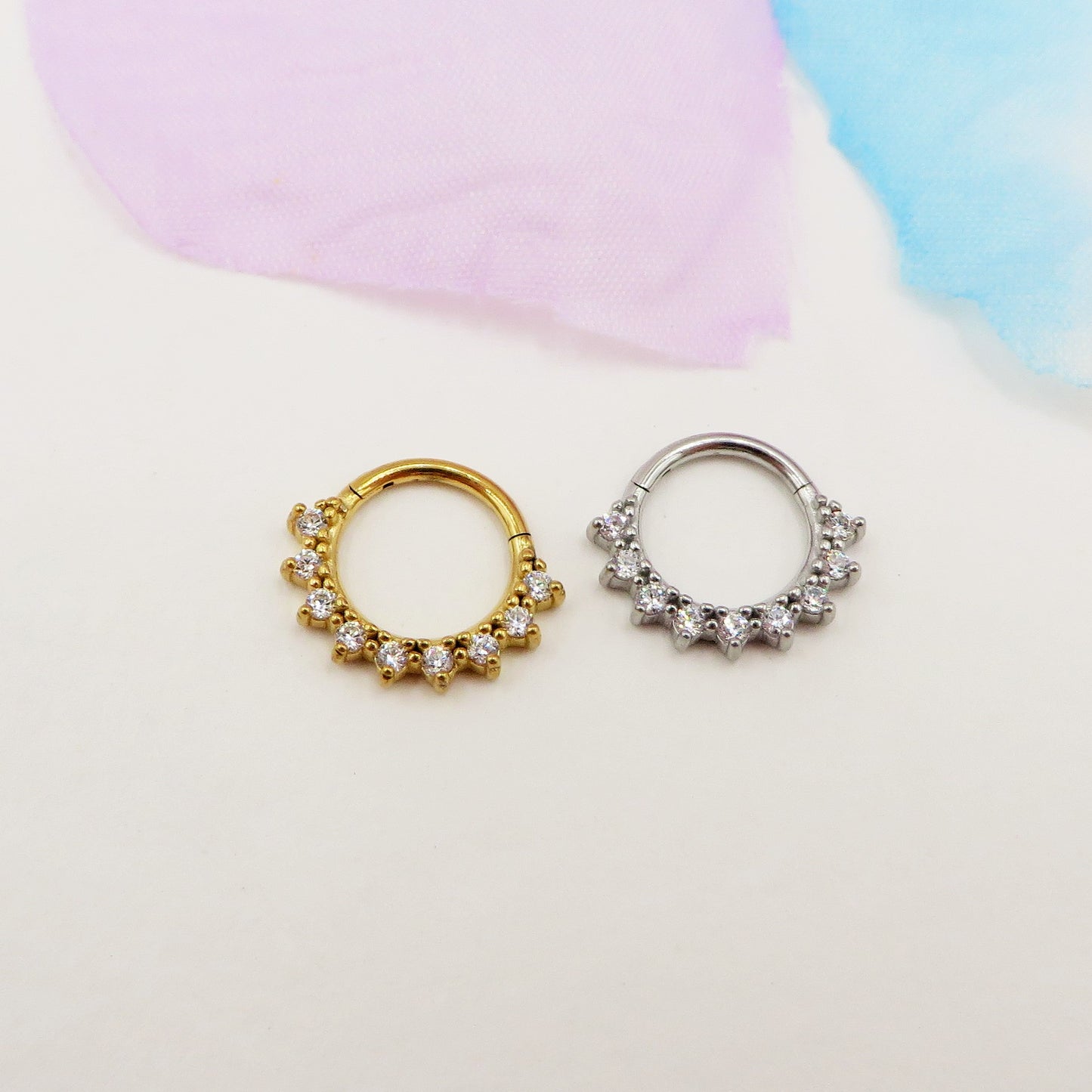 WILLOW DAITH PIERCING clicker - ACCIAIO INOSSIDABILE chirurgico 316L con cubic zirconia per daith, helix, anti-helix,