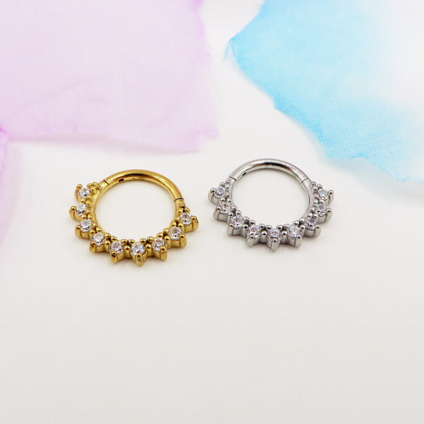WILLOW DAITH PIERCING clicker - ACCIAIO INOSSIDABILE chirurgico 316L con cubic zirconia per daith, helix, anti-helix,
