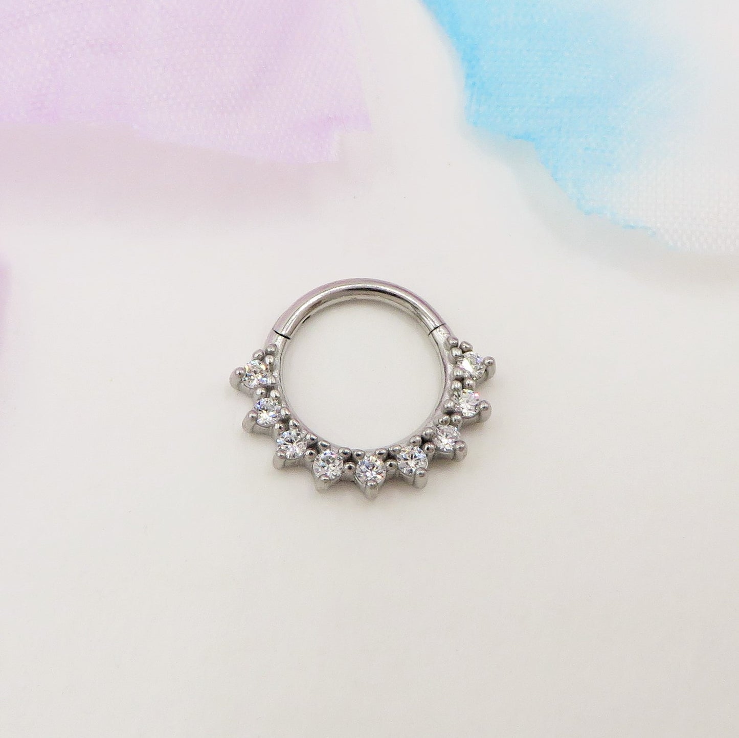 WILLOW DAITH PIERCING clicker - ACCIAIO INOSSIDABILE chirurgico 316L con cubic zirconia per daith, helix, anti-helix,