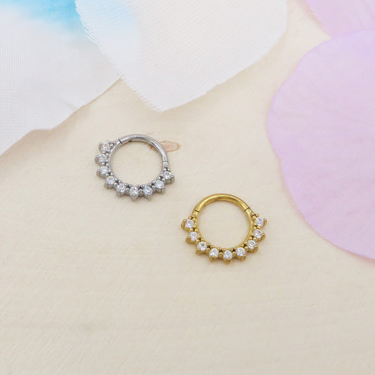 WILLOW DAITH PIERCING clicker - ACCIAIO INOSSIDABILE chirurgico 316L con cubic zirconia per daith, helix, anti-helix,