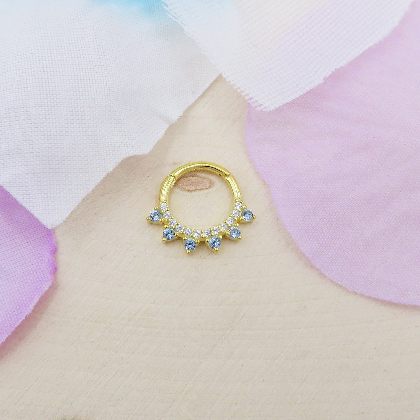 BONNIE pastels Daith Piercing hoop ~ ARGENTO 925 cerchietto con cubic zirconia per daith, helix, anti-helix, fori alti
