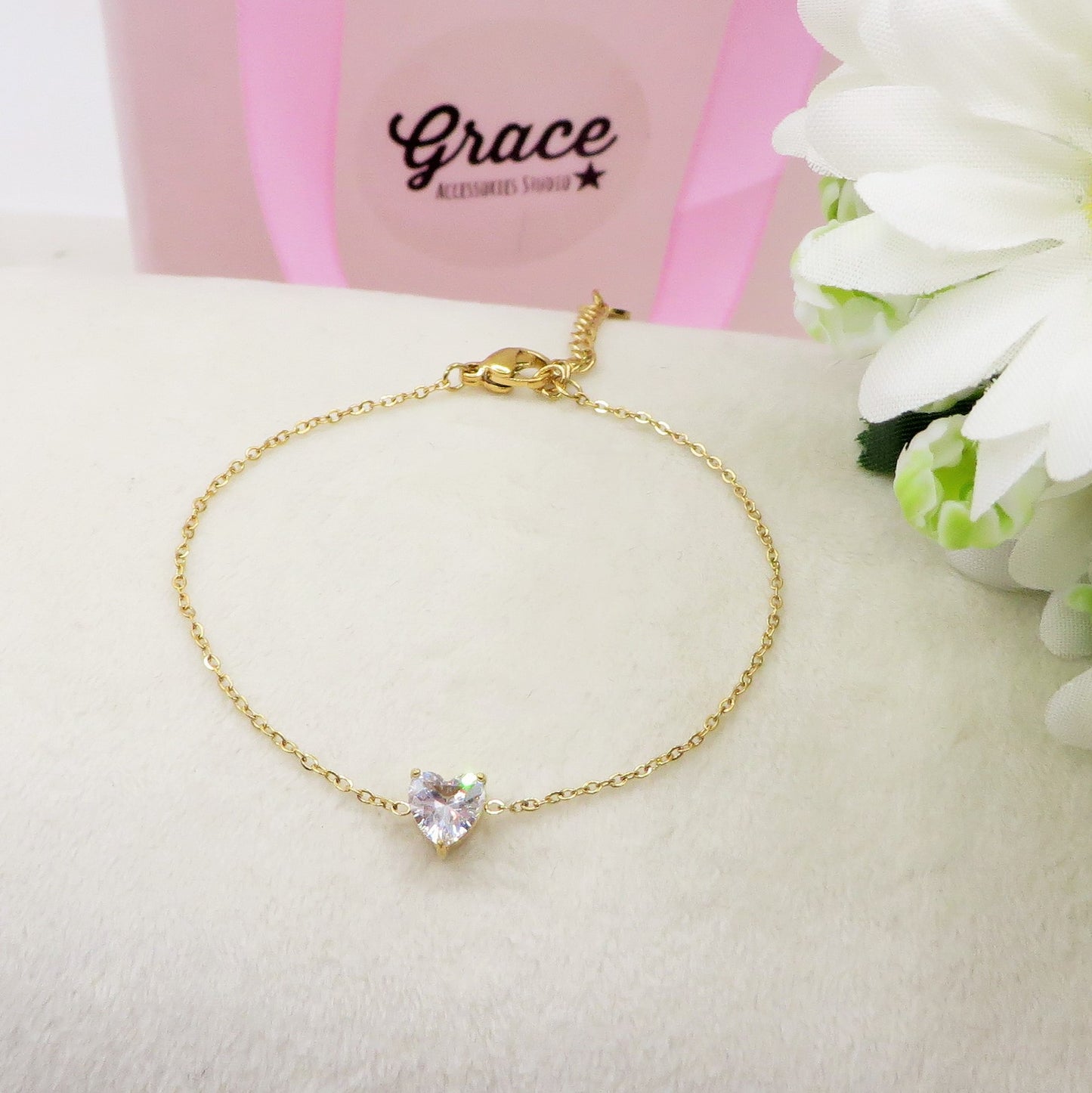 CHERIE single heart - ACCIAIO INOSSIDABILE - Bracciale con cuore in cubic zirconia