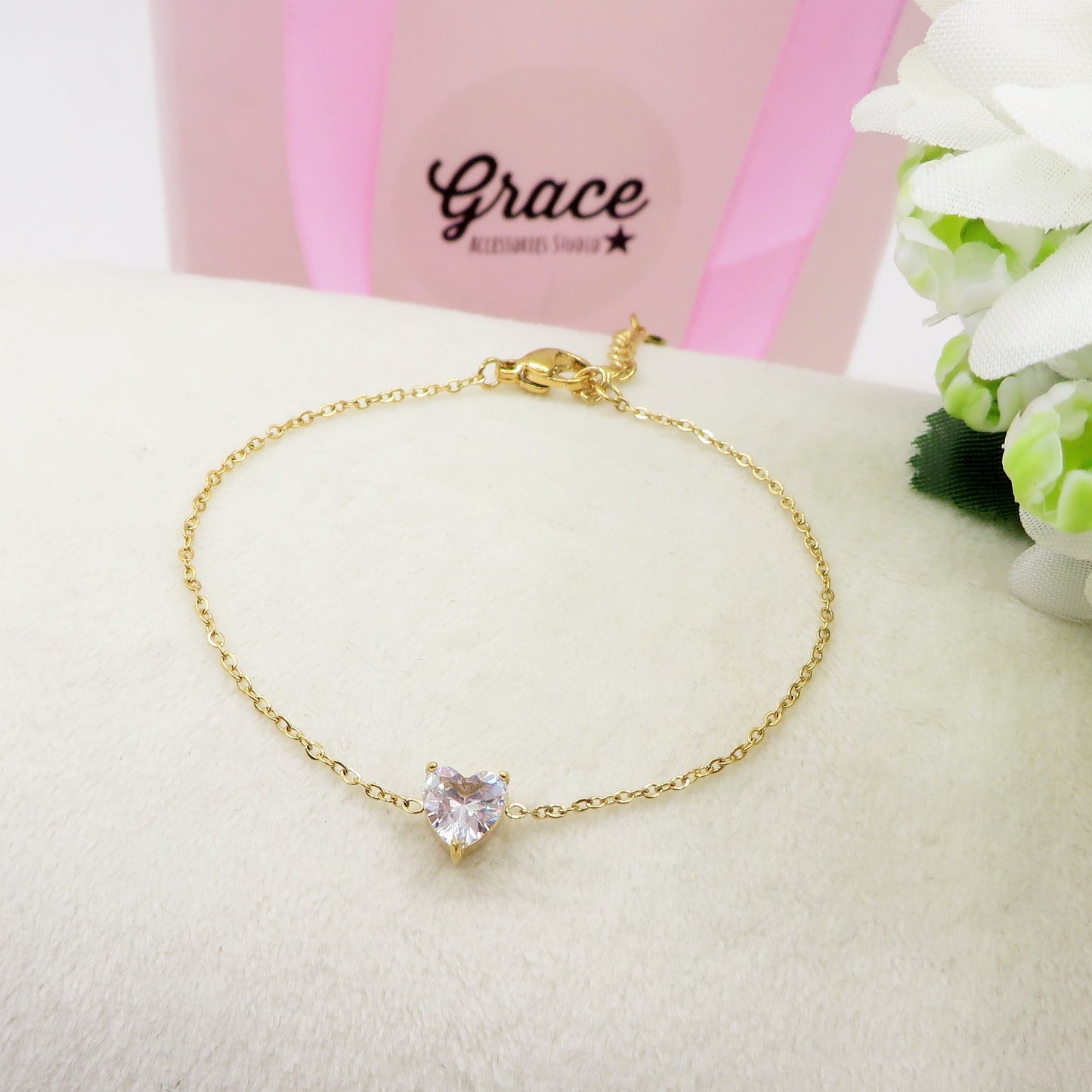CHERIE single heart - ACCIAIO INOSSIDABILE - Bracciale con cuore in cubic zirconia