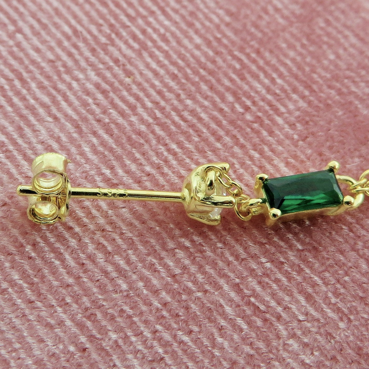 LILLIAN ~ paio Orecchini ARGENTO 925 filo pendenti con zircone baguette