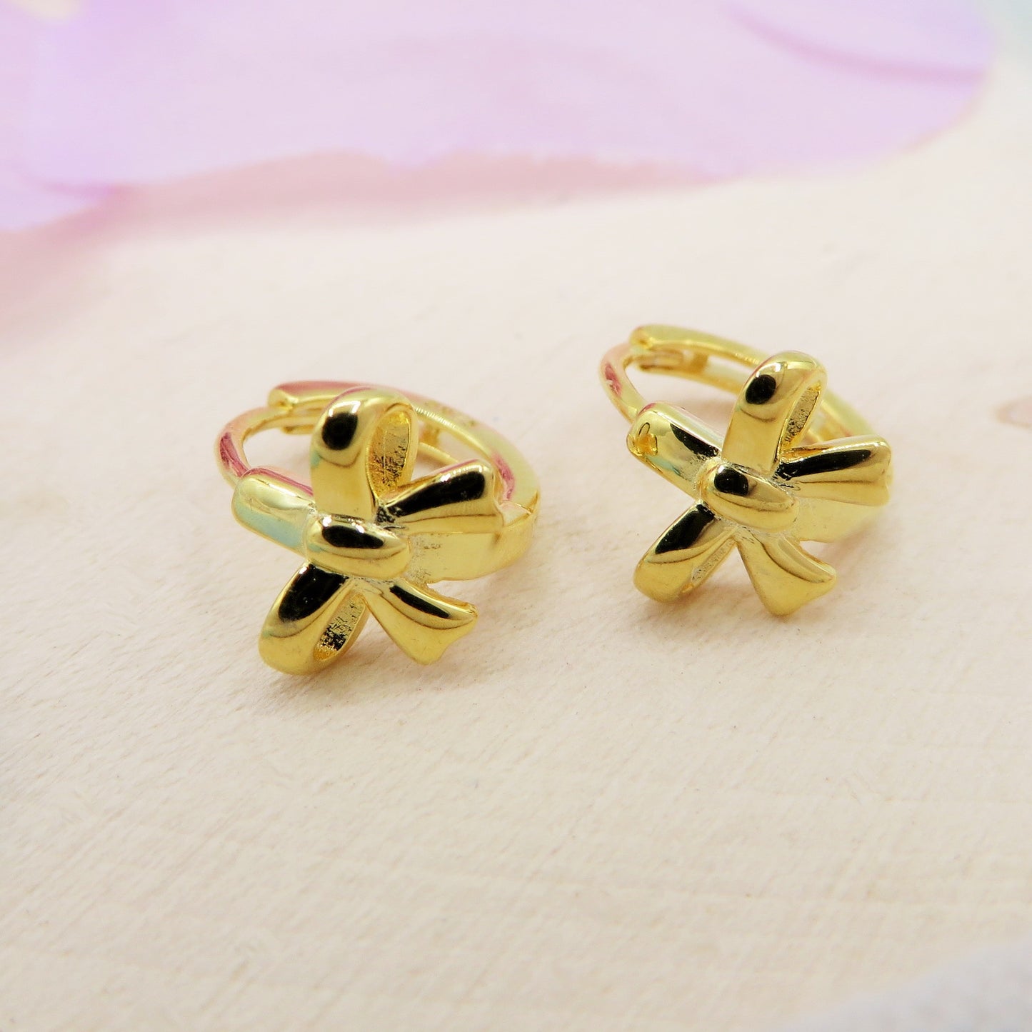 WALDORF mini Hoop fiocco ~ Argento 925 - Mono Orecchino cerchietto con fiocco bombato