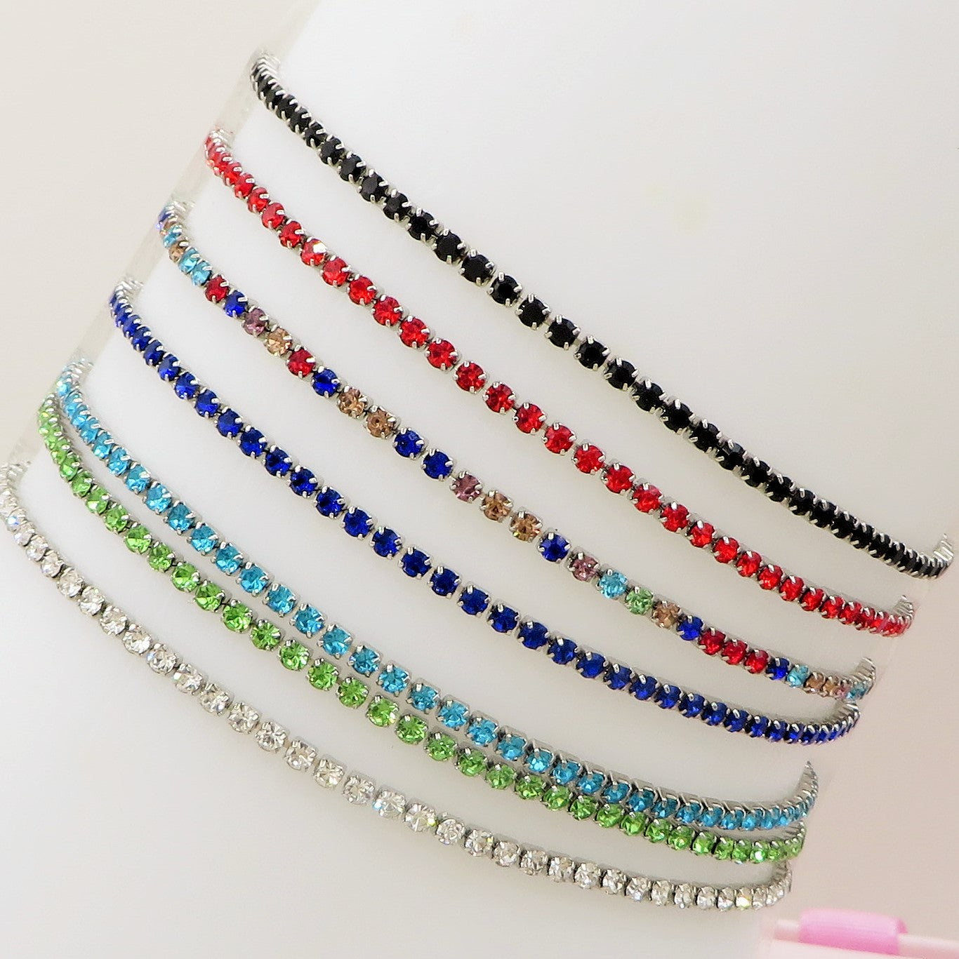 ITACA ~ Cavigliera Tennis in ACCIAIO INOSSIDABILE con cubic zirconia 2mm