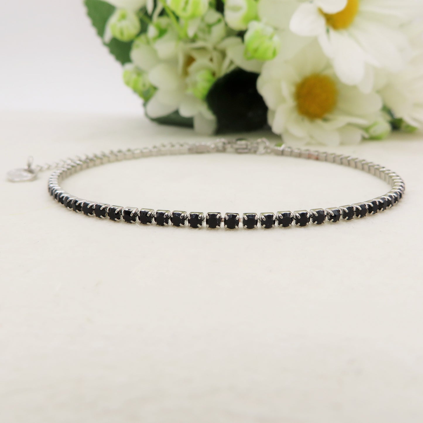 ITACA ~ Cavigliera Tennis in ACCIAIO INOSSIDABILE con cubic zirconia 2mm
