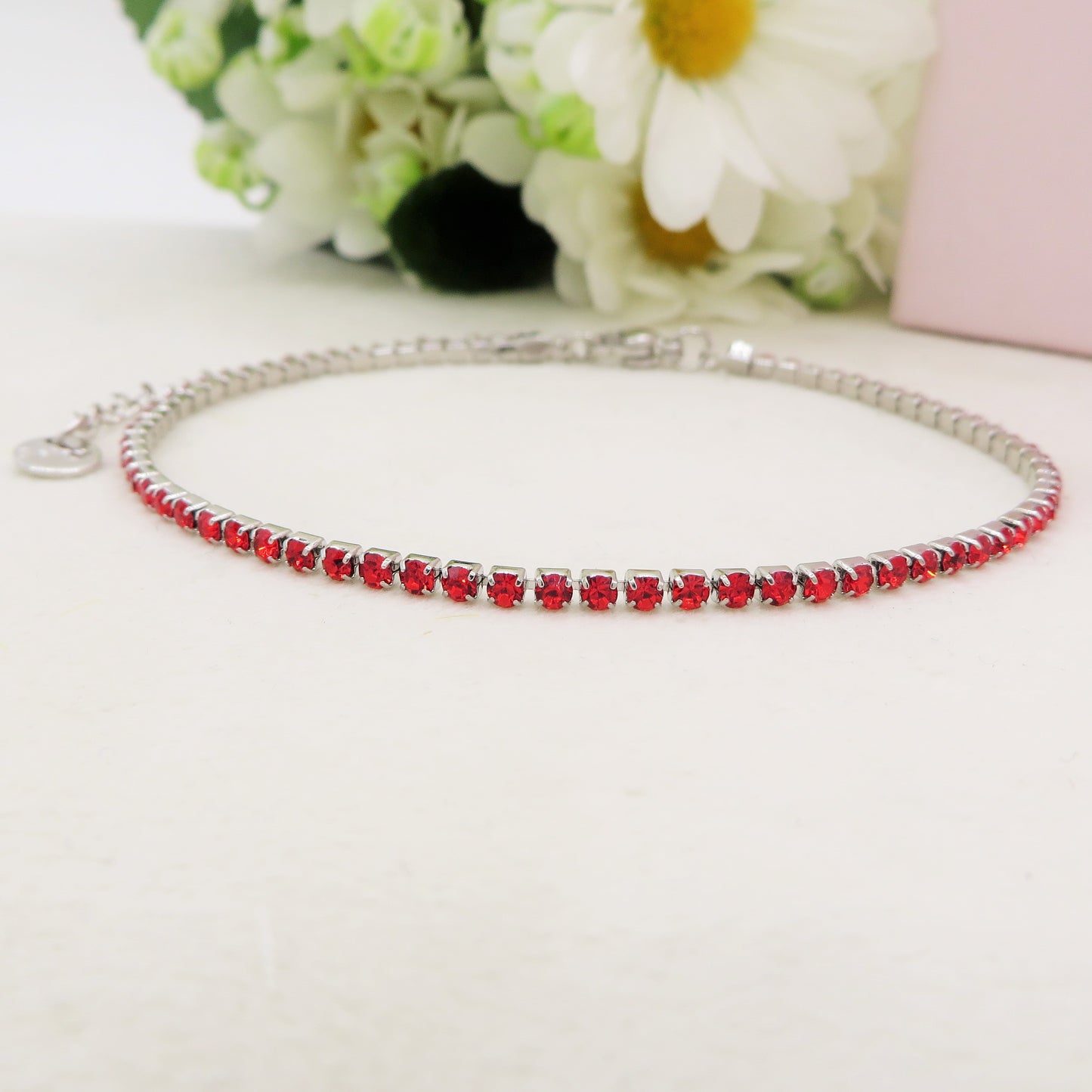 ITACA ~ Cavigliera Tennis in ACCIAIO INOSSIDABILE con cubic zirconia 2mm