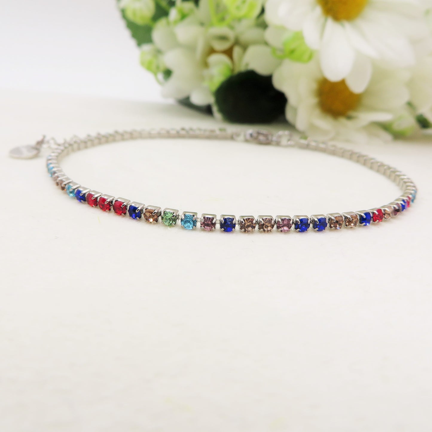ITACA ~ Cavigliera Tennis in ACCIAIO INOSSIDABILE con cubic zirconia 2mm