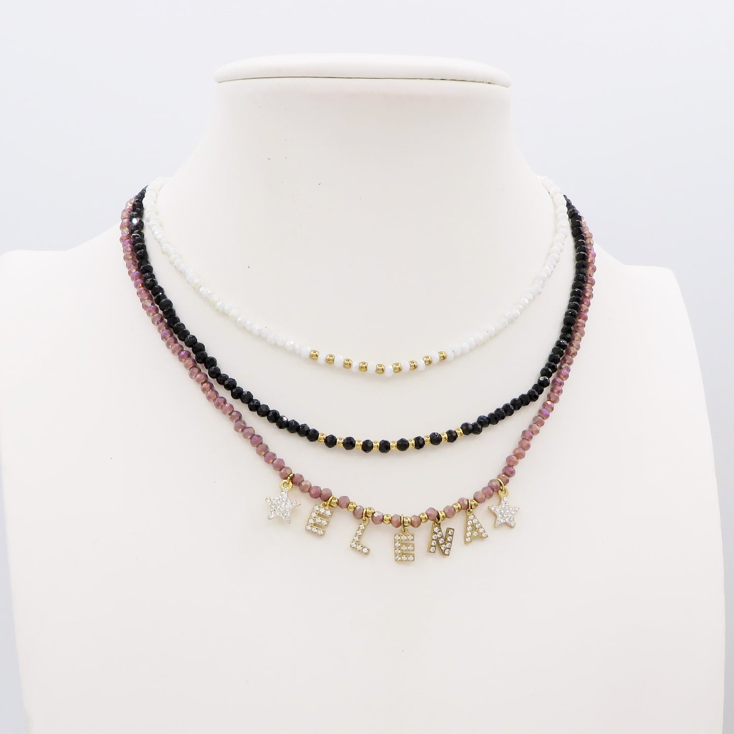 CHOKER Perle cristallo Con Nome personalizzabile in Acciaio Inossidabile