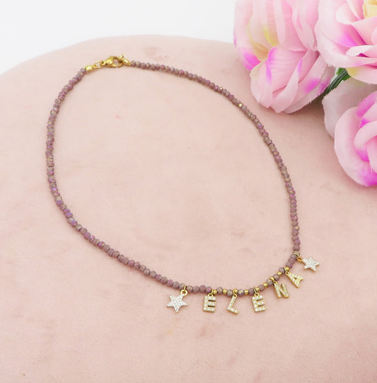 CHOKER Perle cristallo Con Nome personalizzabile in Acciaio Inossidabile