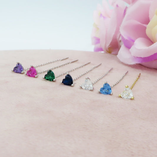 SHINY CUORE ~ Orecchino ARGENTO 925 filo pendente con cubic zirconia a cuore - saliscendi