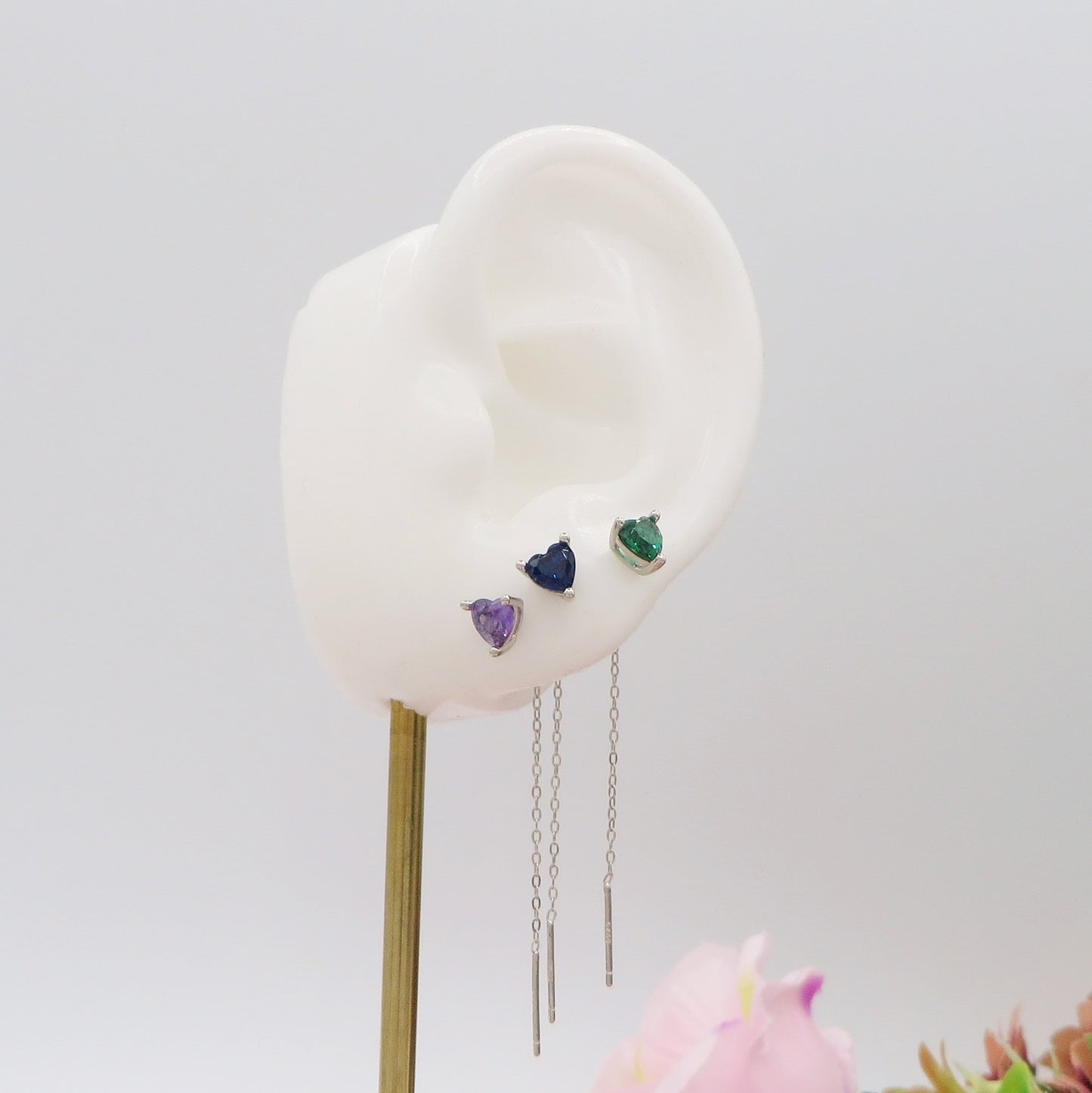 SHINY CUORE ~ Orecchino ARGENTO 925 filo pendente con cubic zirconia a cuore - saliscendi