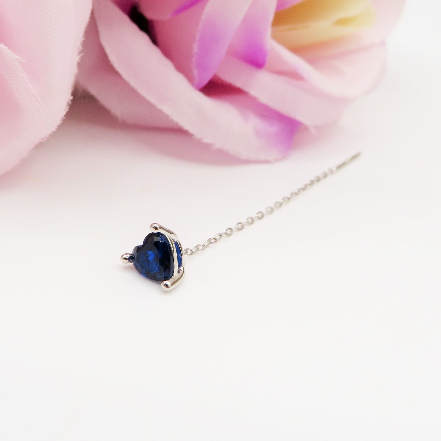 SHINY CUORE ~ Orecchino ARGENTO 925 filo pendente con cubic zirconia a cuore - saliscendi
