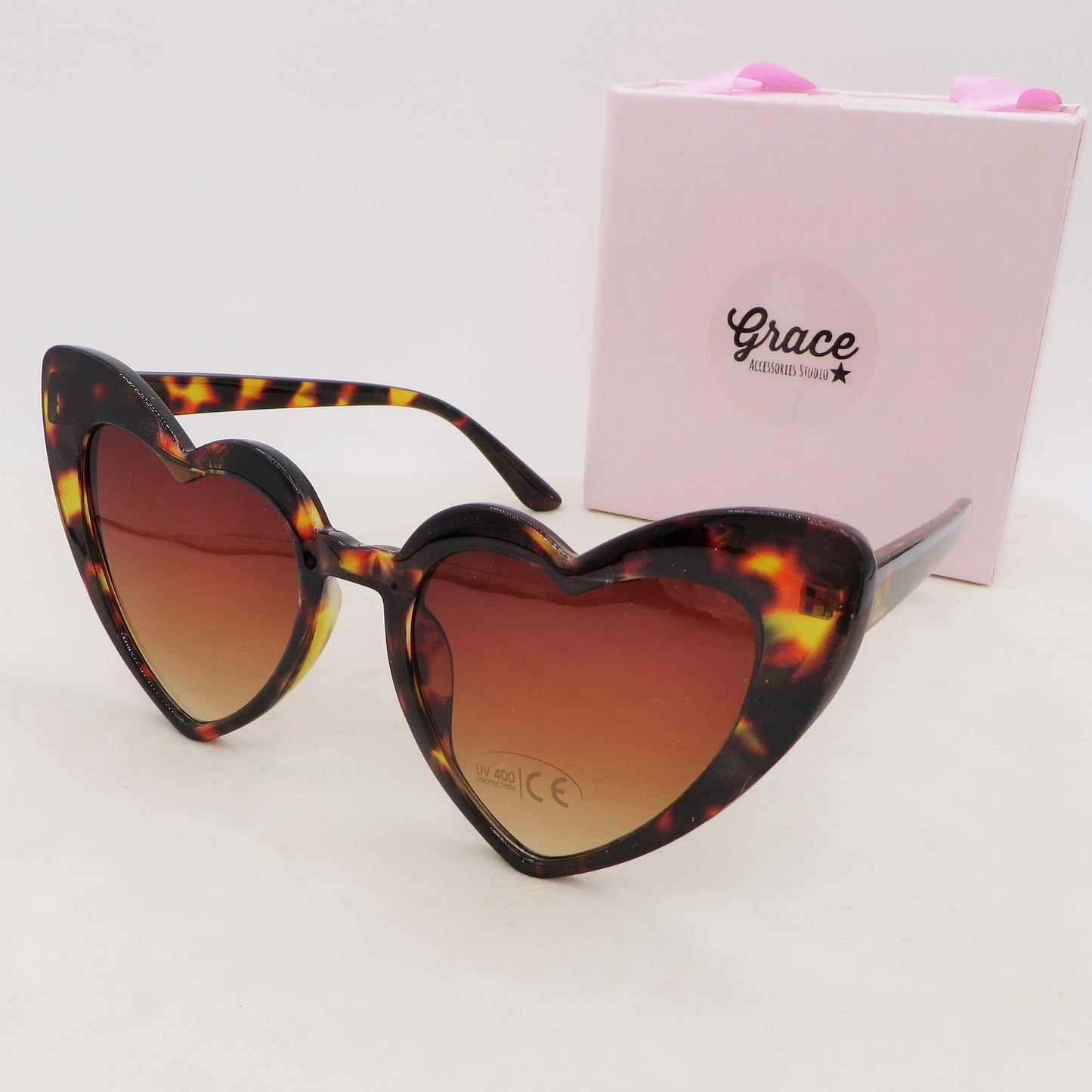 BETH - Occhiali da sole a cuore UV400 con custodia