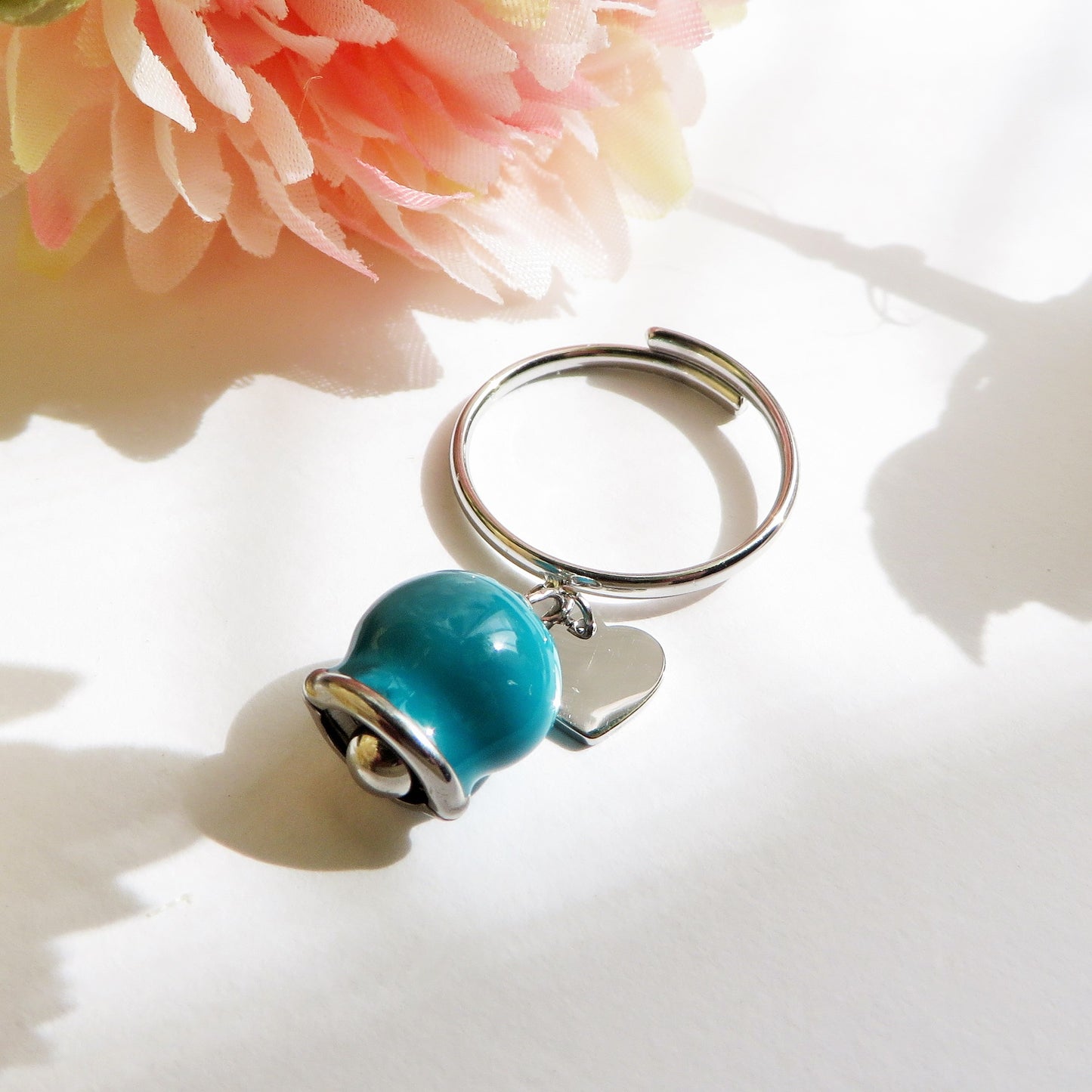 TINKERBELL COLOURS ~ ACCIAIO INOSSIDABILE ~ Anello con campanella Smaltata