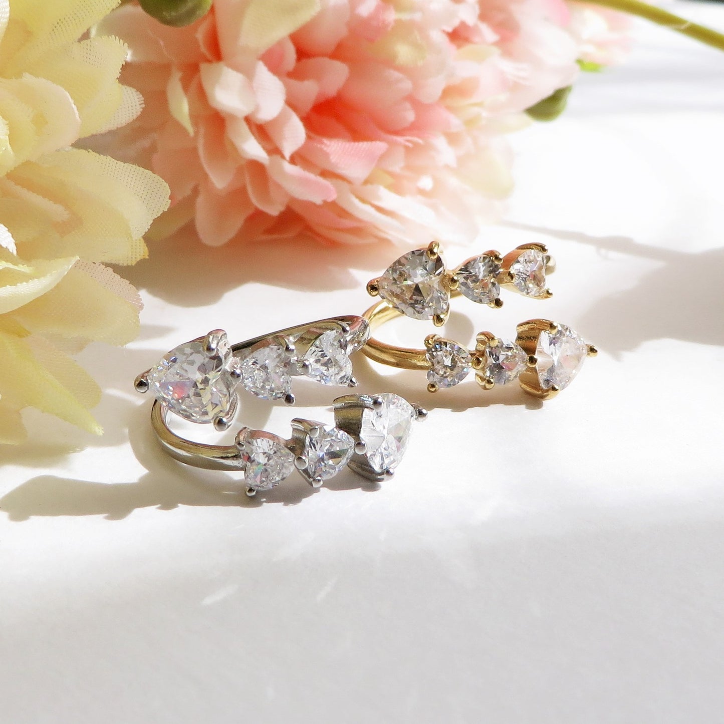 CHERIE Contrariè - Anello regolabile in ACCIAIO inossidabile con cubic zirconia a forma di cuore contrariè