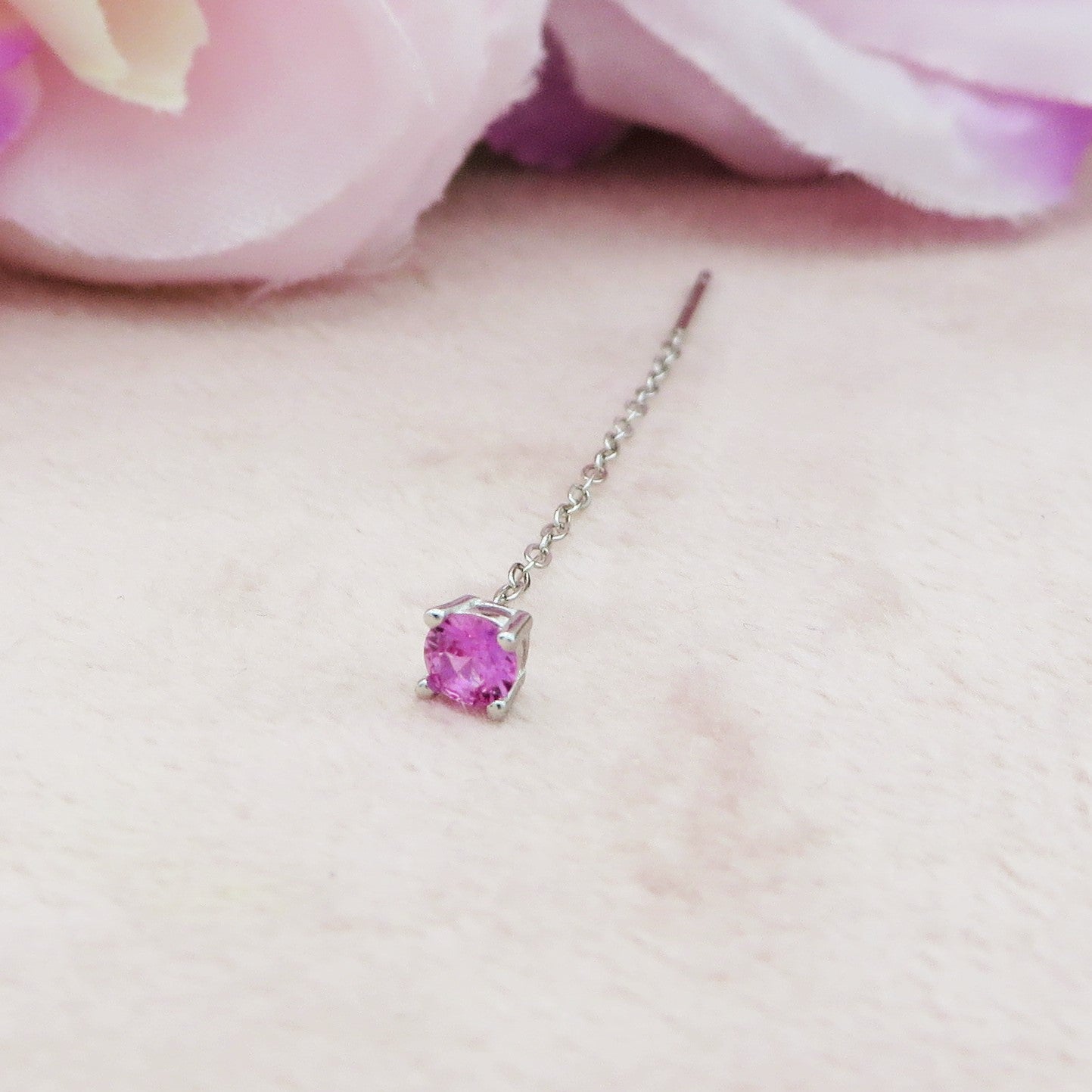 SHINY ~ Orecchino ARGENTO 925 filo pendente con punto luce cubic zirconia - saliscendi