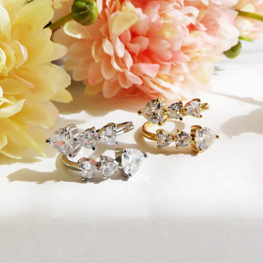 CHERIE Contrariè - Anello regolabile in ACCIAIO inossidabile con cubic zirconia a forma di cuore contrariè