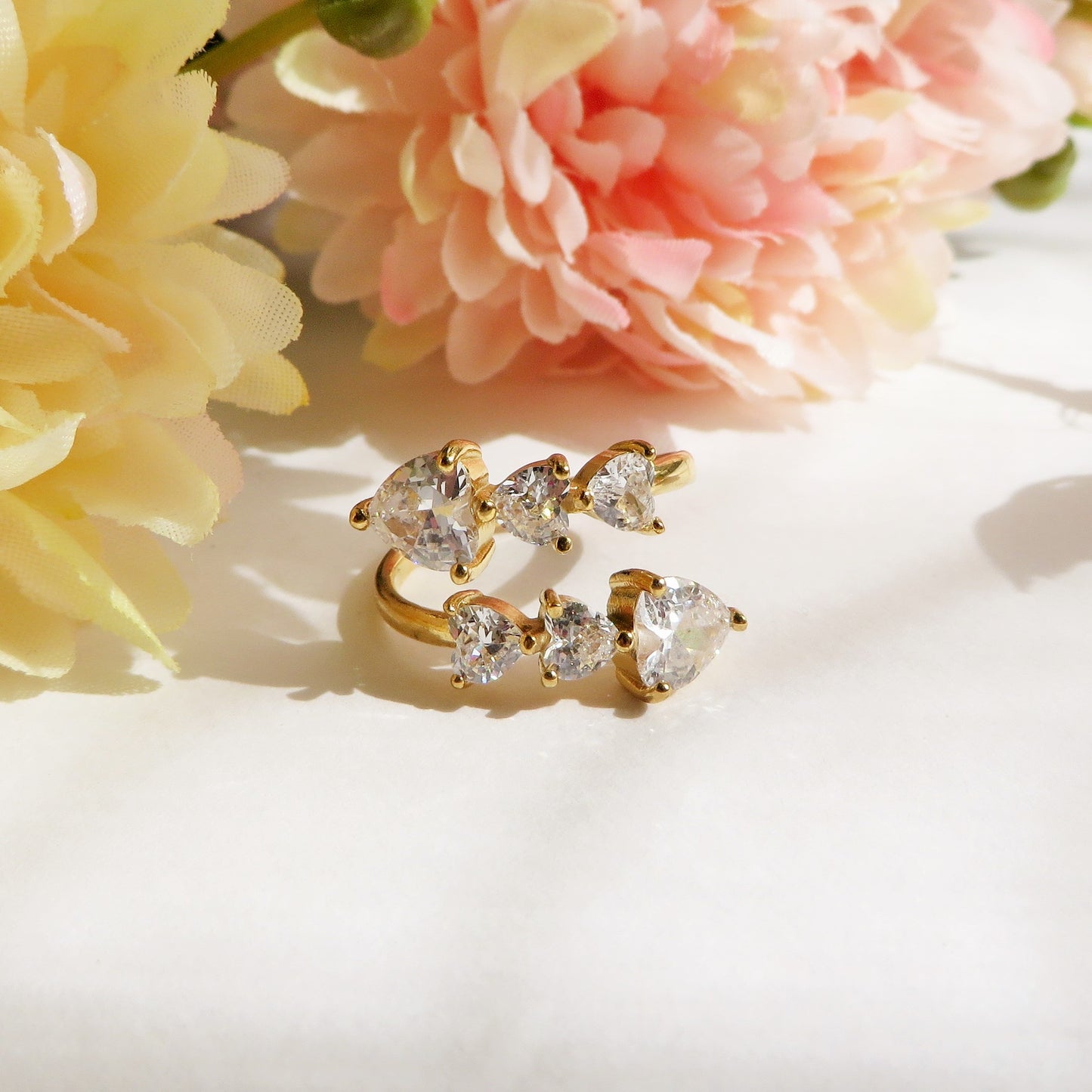 CHERIE Contrariè - Anello regolabile in ACCIAIO inossidabile con cubic zirconia a forma di cuore contrariè