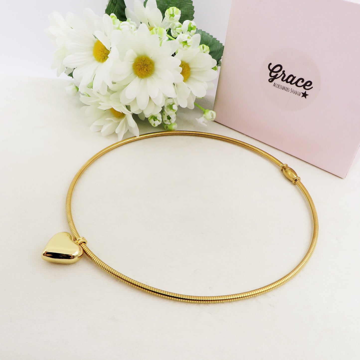CASSANDRA ROUND + CUORE BOMB ~ Collana tubogas tubolare ACCIAIO inossidabile