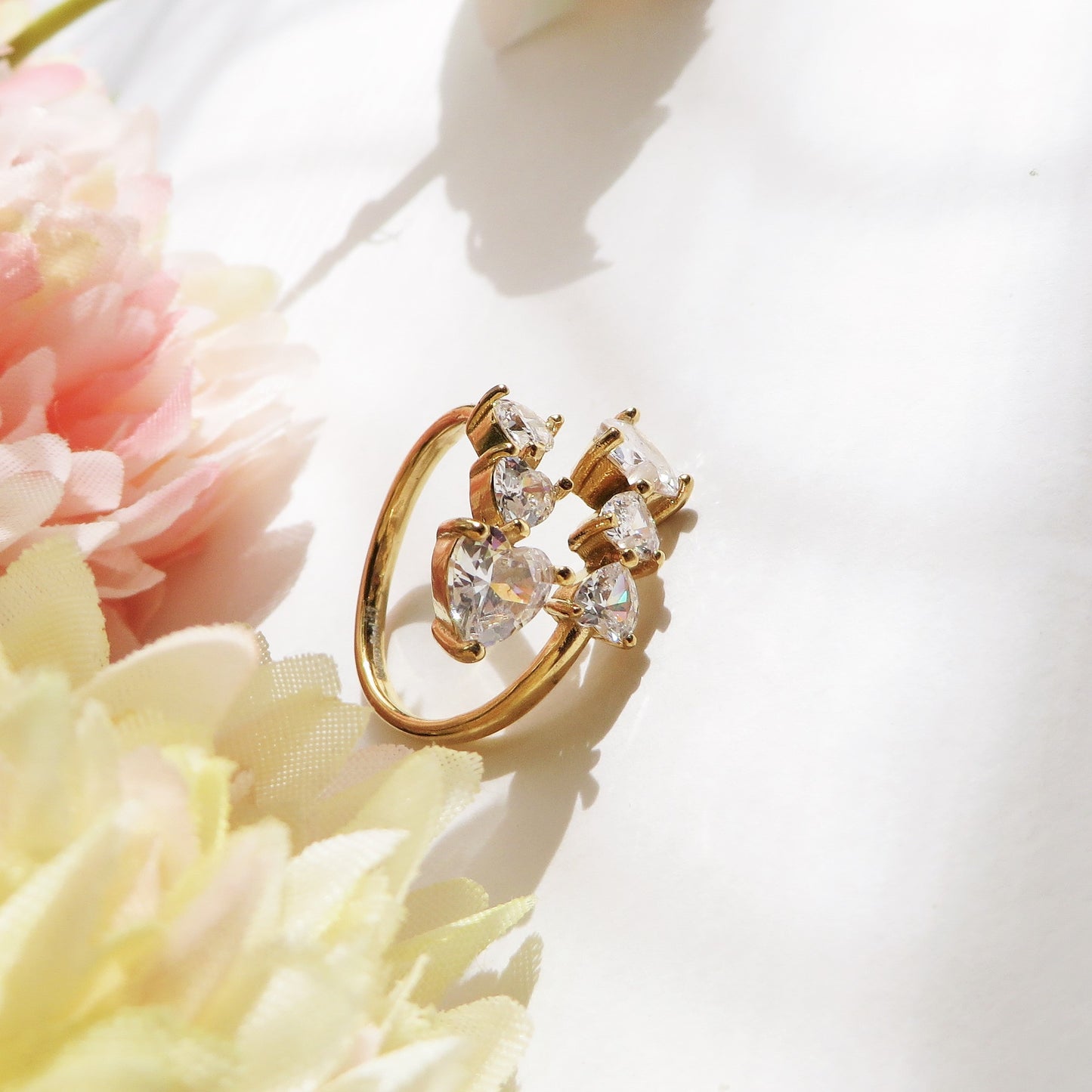 CHERIE Contrariè - Anello regolabile in ACCIAIO inossidabile con cubic zirconia a forma di cuore contrariè