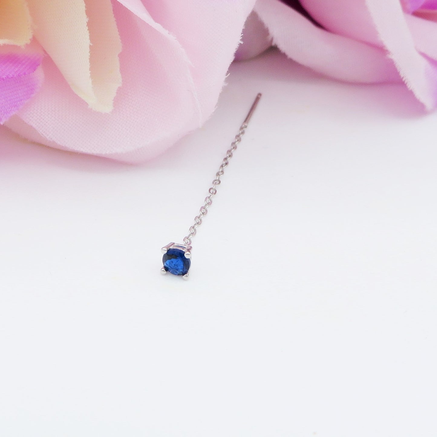SHINY ~ Orecchino ARGENTO 925 filo pendente con punto luce cubic zirconia - saliscendi