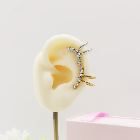 SKYE EARCUFF ~ ACCIAIO Inossidabile orecchino Senza buco in cubic zirconia