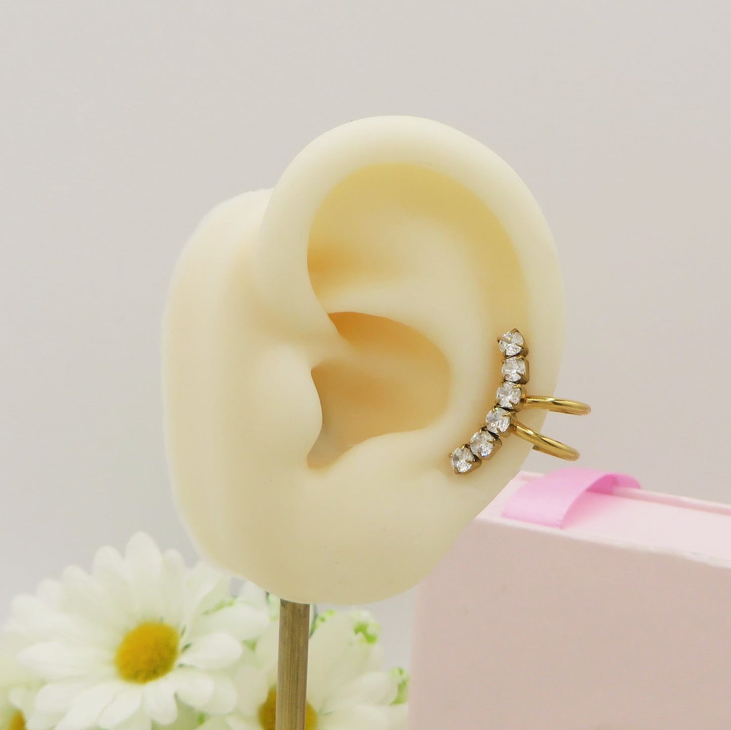SKYE EARCUFF ~ ACCIAIO Inossidabile orecchino Senza buco in cubic zirconia