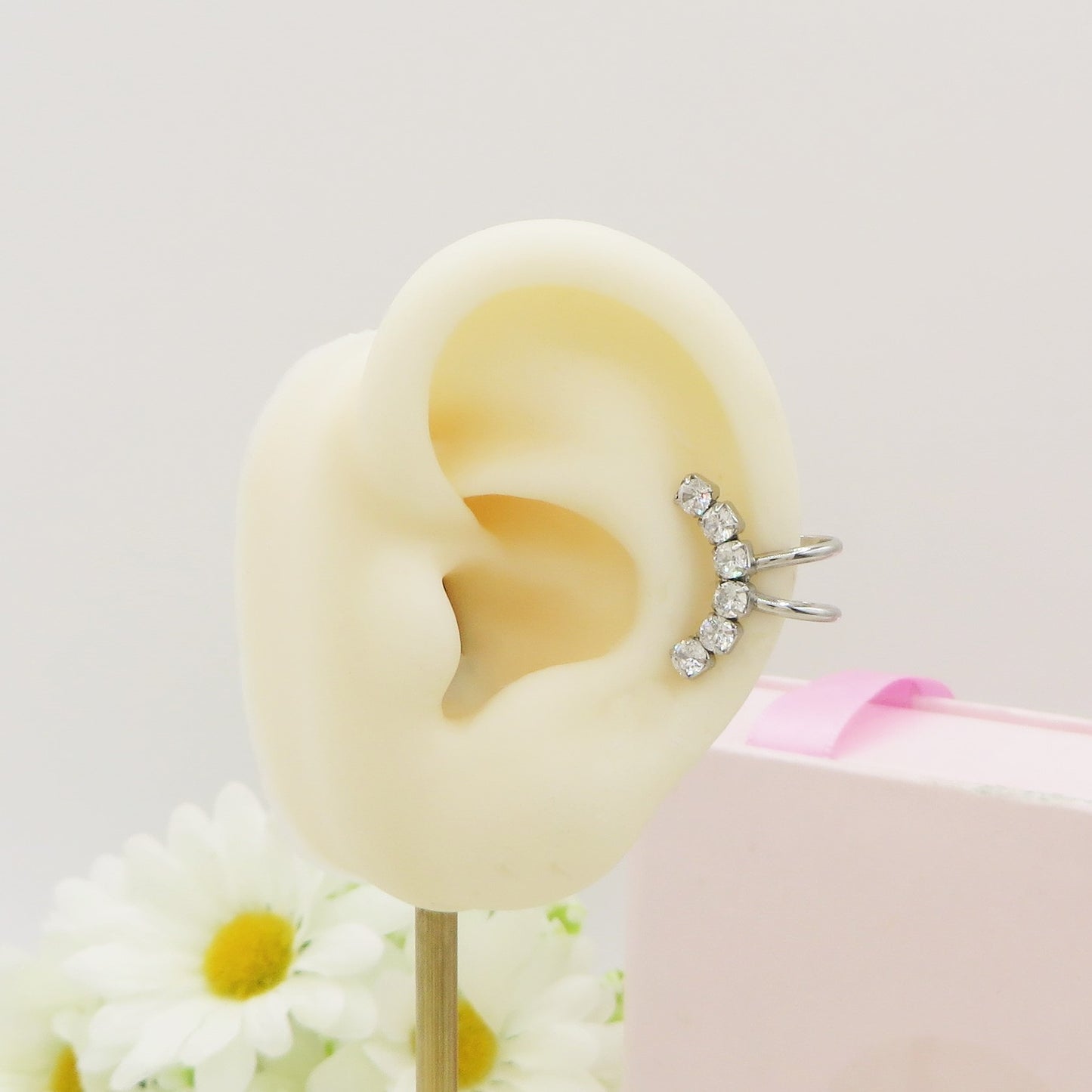 SKYE EARCUFF ~ ACCIAIO Inossidabile orecchino Senza buco in cubic zirconia