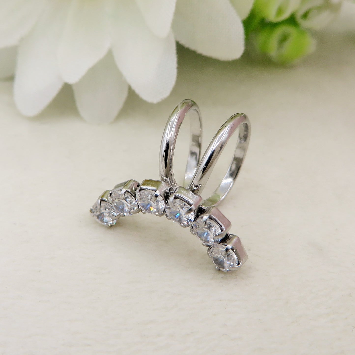 SKYE EARCUFF ~ ACCIAIO Inossidabile orecchino Senza buco in cubic zirconia