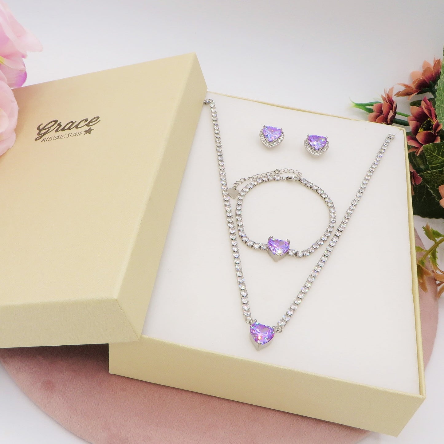 TIANA SET 3PZ - collana bracciale e orecchini in cubic zirconia
