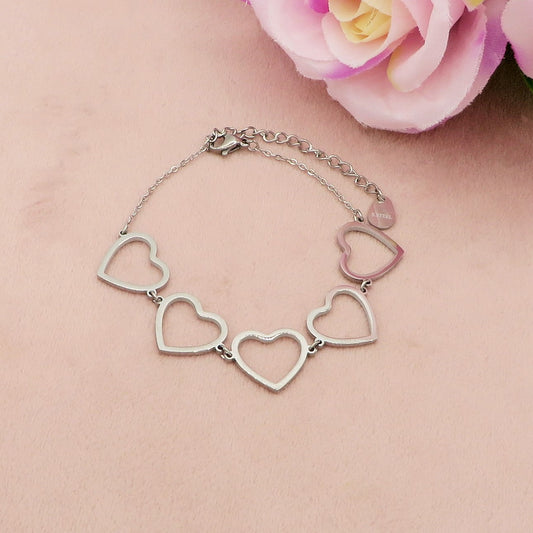 JOLIE multi hearts - Bracciale cuori in acciaio inossidabile