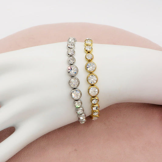 CINDY degradè ~ ACCIAIO INOSSIDABILE - Bracciale tennis in cubic zirconia rotondi