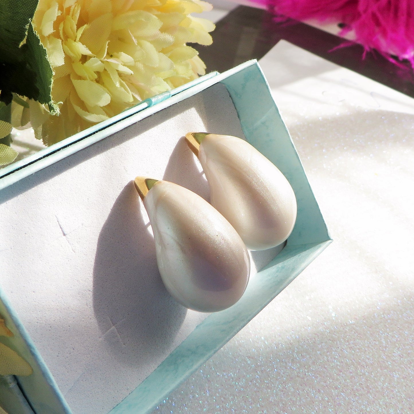 DROP GLITTERS ~ Orecchini goccia smaltati colori brillanti