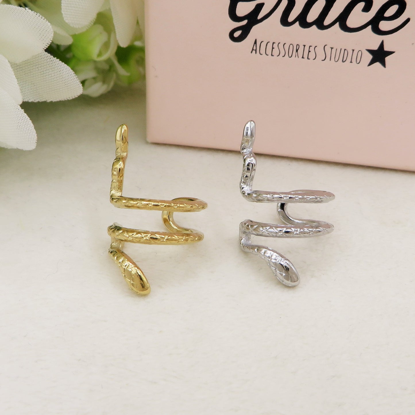 EVE EARCUFF Snake ~ ACCIAIO Inossidabile orecchino Senza buco