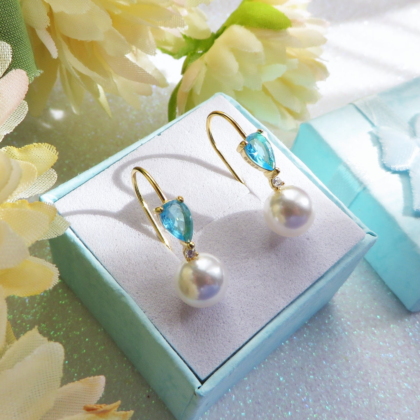 CELESTE PEARLS ~ Coppia Orecchini ARGENTO 925 monachella con perla e cubic zirconia