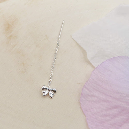 WALDORF ~ Orecchino ARGENTO 925 filo pendente con fiocco bombè - saliscendi