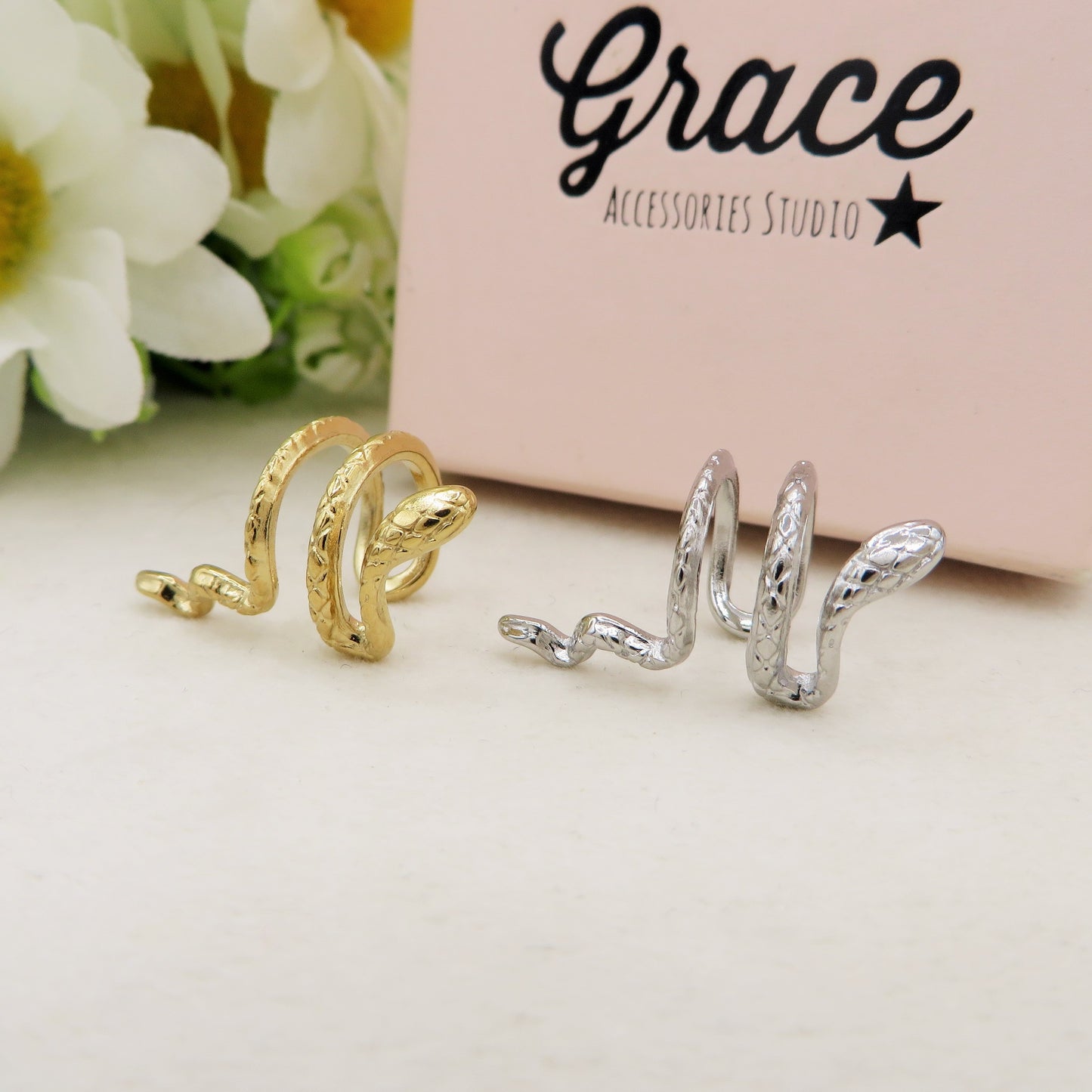 EVE EARCUFF Snake ~ ACCIAIO Inossidabile orecchino Senza buco