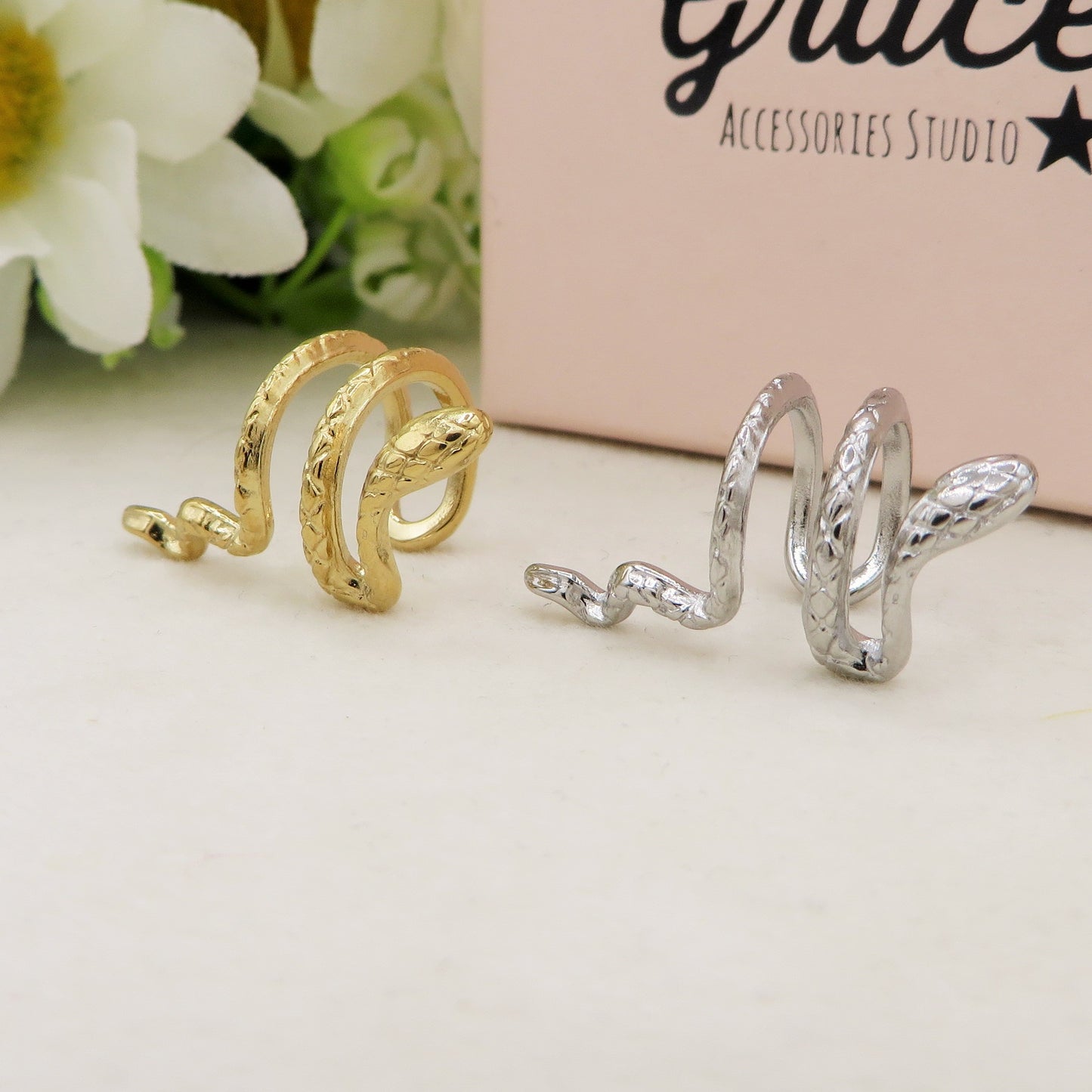 EVE EARCUFF Snake ~ ACCIAIO Inossidabile orecchino Senza buco